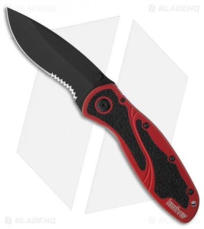 Kershaw Blur Assisted Opening Knife Red (3.375" Black Serr) 1670RDBLKST 1 Kershaw Blur Assisted Opening Knife Red (3.375" Black Serr) 1670RDBLKST