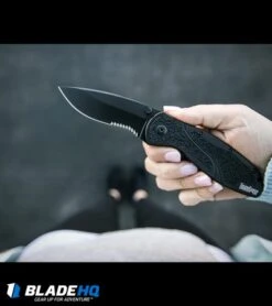 Kershaw Blur Assisted Opening Knife Black (3.375" Black Serr) 1670BLKST -SOG Store kershaw blur black serr 1670BLKST hand dl