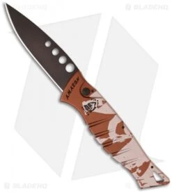 Piranha Amazon Automatic Knife Desert Camo Tactical (3.45" Black)
