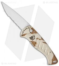 Piranha Fingerling Desert Camo Automatic Knife (2.5" Mirror Serr)