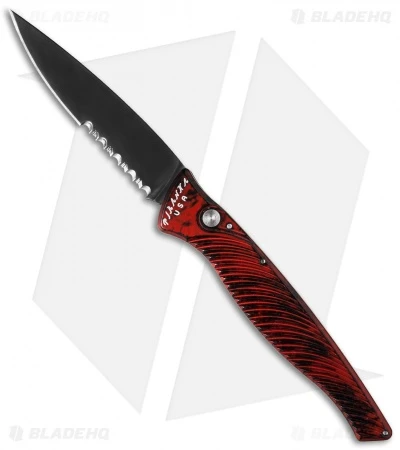 Piranha DNA Automatic Knife Red Marble Tactical (3.25" Black Serr) 1 Piranha DNA Automatic Knife Red Marble Tactical (3.25" Black Serr)