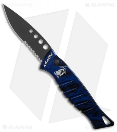 Piranha Amazon Automatic Knife Blue Tactical (3.45" Black Serr) 1 Piranha Amazon Automatic Knife Blue Tactical (3.45" Black Serr)