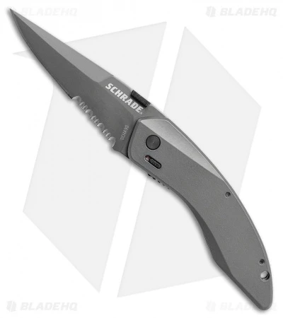 Schrade Landshark Spring Assisted Knife Gray Aluminum (3" Gray) SCHA9SCP 1 Schrade Landshark Spring Assisted Knife Gray Aluminum (3" Gray) SCHA9SCP