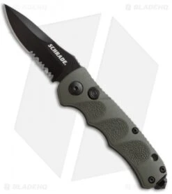 Schrade Mini Extreme Survival Spear Point Auto Knife Green (2.5" Serr) SC60MODS