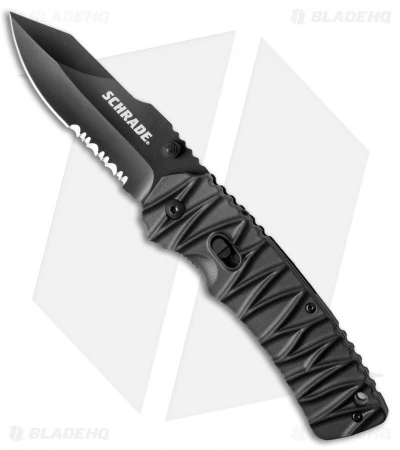 Schrade Dual-Action Manual/Assisted Opening Knife (3.5" Black Serr) SCHA10BS 1 Schrade Dual-Action Manual/Assisted Opening Knife (3.5" Black Serr) SCHA10BS