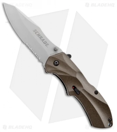 Schrade SCHA7BRS Clip Point Spring Assisted Knife Brown (3.25" Bead Blast Serr) 1 Schrade SCHA7BRS Clip Point Spring Assisted Knife Brown (3.25" Bead Blast Serr)