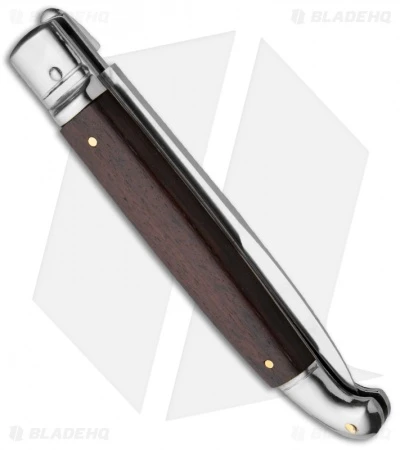 SKM 9.5" Fancy Lever Lock Automatic Knife Palisander Wood (4" Satin Bayo) 2 SKM 9.5" Fancy Lever Lock Automatic Knife Palisander Wood (4" Satin Bayo) - Image 2