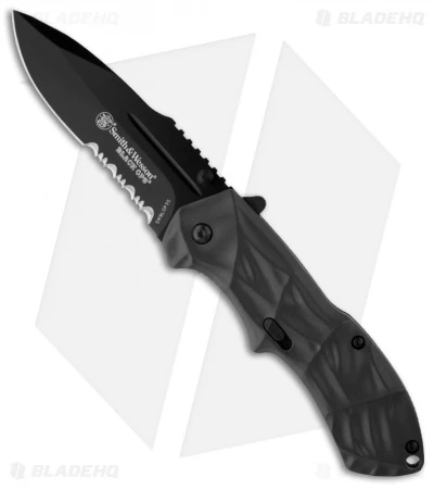 Smith & Wesson Black Ops Gray Spring Assisted Knife (3.35" Black Serr) SWBLOP3S 1 Smith & Wesson Black Ops Gray Spring Assisted Knife (3.35" Black Serr) SWBLOP3S