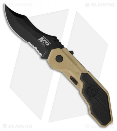 Smith & Wesson Desert MAGIC Spring Assisted Knife (3" Black Serr) SWMP1BSD 1 Smith & Wesson Desert MAGIC Spring Assisted Knife (3" Black Serr) SWMP1BSD