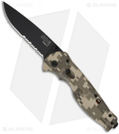 SOG Flash II Assisted Opening Knife Digi Camo (3.5" Black Serr) DFSA-98 1 SOG Flash II Assisted Opening Knife Digi Camo (3.5" Black Serr) DFSA-98