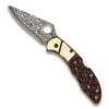 Spyderco Delica Damascus Knife W/ Amber Jigged Bone (Plain) C11JBOP