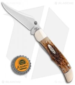 Case Kickstart Mid-Folding Hunter Assisted Knife Jigged Amber Bone (61265AC SS) -SOG Store ssisted Opener Amber Bone Peach Seed Jig Mid Hunter Clip BHQ 86045 er bottlecap