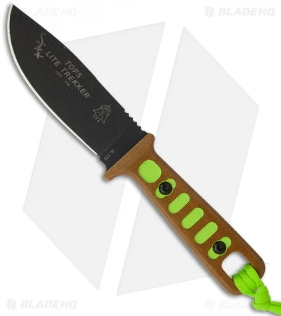TOPS Knives Lite Trekker Tan/Green Fixed Blade Knife (4.25" Black Plain) TLT-01 1 TOPS Knives Lite Trekker Tan/Green Fixed Blade Knife (4.25" Black Plain) TLT-01